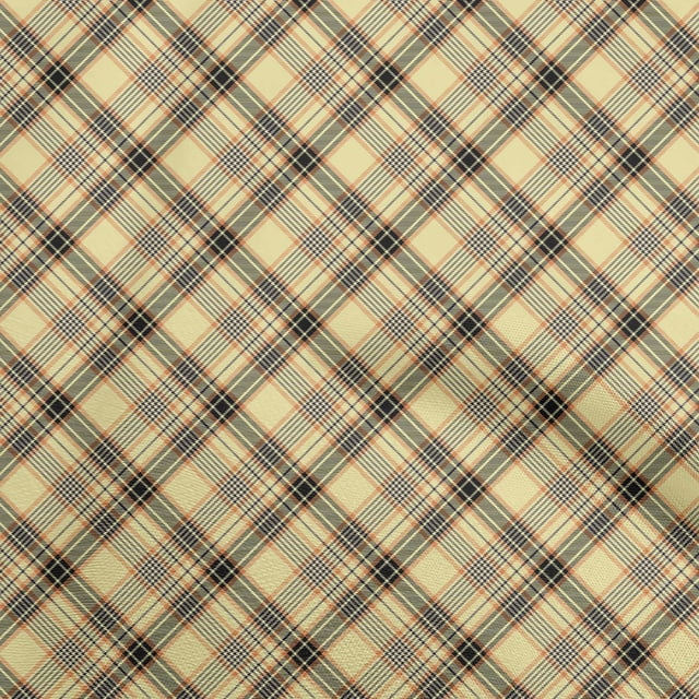 oneOone Rayon Pale Yellow Fabric Check Fabric For Sewing Printed Craft Fabric By The Yard 56 Inch Wide