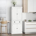 thumbnail image 2 of HOMCOM Garde-Manger de Cuisine, Armoire Buffet Autoportante avec 4 Portes, Blanc, 2 of 10
