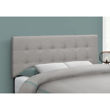 Monarch Specialties Bed, Headboard Only, Full Size, Bedroom, Upholstered, Linen Look, Grey, Transitional