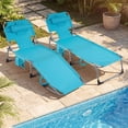 thumbnail image 4 of Costway Outdoor Beach Lounge Chair Folding Chaise Lounge with Pillow Turquoise, 4 of 9