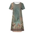 thumbnail image 5 of Robe Maxi Grande Taille pour Femme Été Bohème à Imprimé à Manches Courtes Robe de Plage Robe Longueur Genou Robe à Manches Courtes en Liquidation, 5 of 5