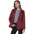thumbnail image 1 of INSPIRE CHIC Women's Solid Drawstring Waist Flap Pocket Utility Jacket, 1 of 6