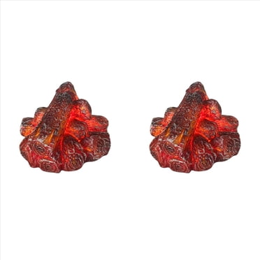 2X LED Artificial Fire Flame Light, Flameless Fireplace Light LED Fireplace with Realistic Log Wood Burning Flame,2 x Simulated charcoal light,Red
