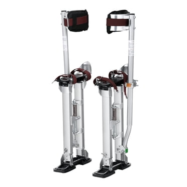 VEVOR Pilots de Cloison Sèche, Pilots d'Outil en Aluminium Réglables 18 Pieds'-30 Pieds', avec Genouillères de Protection, Pilots de Travail Durables et Antidérapants pour Peinture sur Tôle, Marche, Ruban, Argent