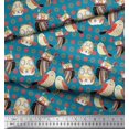 thumbnail image 3 of Soimoi Modal Satin Fabric Floral & Owl Cartoon Printed Craft Fabric by The Yard 42 Inch Wide, 3 of 3