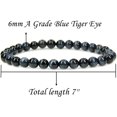 thumbnail image 2 of Bracelet Extensible Unisexe en Perles Rondes de 6 mm en Oeil de Tigre Bleu Naturel, 2 of 5