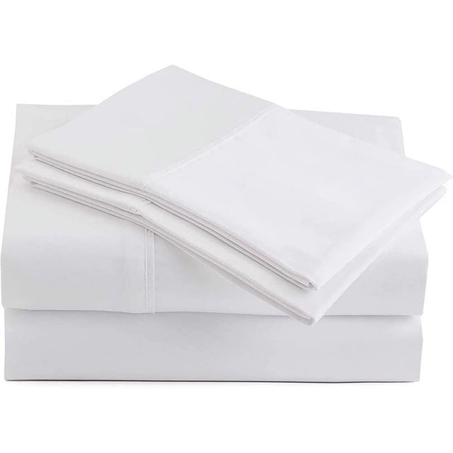 600 Thread Count 4 Piece Sheet Set 15 Inch Deep Pocket 100% Egyptian Cotton Color White Solid Size Twin XL