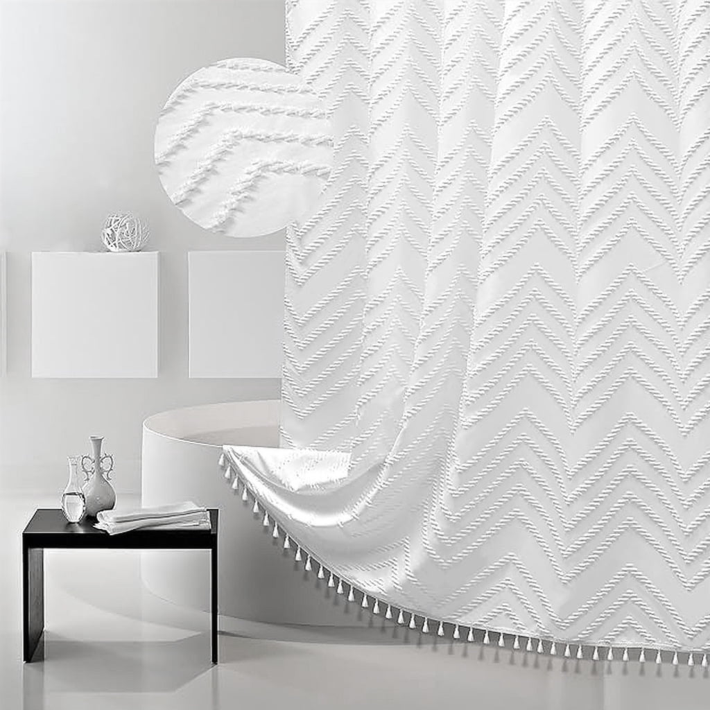 suxuMhao Shower Curtain Liner - Washable Waterproof Shower Curtain with Liner, Boho Shower Curtain, White Shower Liner, W72"*H78" 1 Piece Curtain for Bathroom, Durable Shower Curtains, Style 1