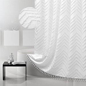 SuxuMhao Linge de douche Rideau - Rideau de douche imperméable lavable avec lin, rideau de douche Boho, lin de douche blanc, W72"*H78" 1 Rideau de pièce pour salle de bains, Rideaux de douche durables, Style 1