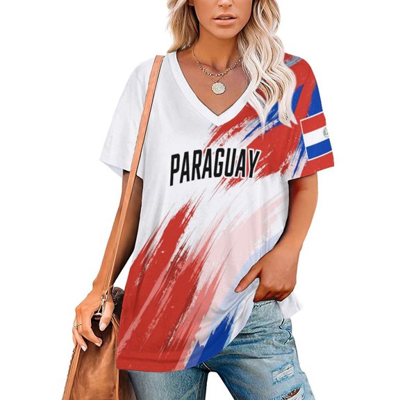 Chandail de Soccer pour Femmes Paraguay 2026 pour Fans de Soccer avec Drapeau de la Nation, Chandail Aussi Personnalisé