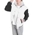 thumbnail image 3 of WEIYLL Boy's Tops Child Autumn Spring Long Sleeved Color Block Baseball Hooded White Coats for 5-6 Years, 3 of 6