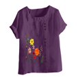 thumbnail image 4 of Cameland Hauts pour Femmes Col Rond Manches Courtes Imprimé Floral Chemise Ample, 4 of 4