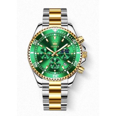 OLEVS Men's Stainless Steel Strap Waterproof Multifunctional Three-eye Quartz Watch