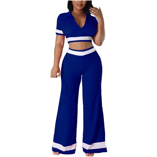 Hauts à Manches Courtes pour Femmes Mode Été Col Rond Couleur Unie Décontracté Ensemble Haut à Manches Courtes + Pantalon Léger Pantalons d'Été Femmes Hauts à Manches Courtes pour Femmes