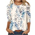 thumbnail image 1 of Pompotops T-shirt Ample Imprimé Mode Femme Manches 3/4 Mi-Longueur Col Rond Décontracté en Liquidation, 1 of 5