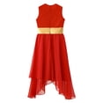 thumbnail image 4 of Raenseen Robe de Danse Sans Manches Métallique pour Filles, Ourlet Irrégulier, Rouge 6, 4 of 7