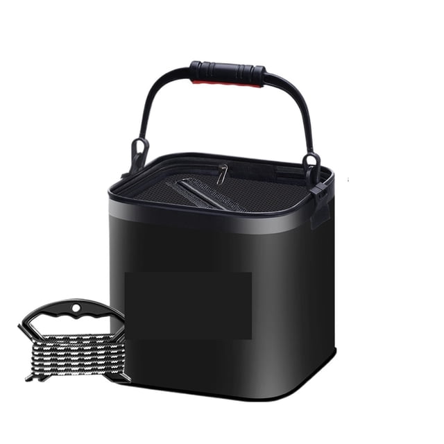 Seau de Pêche Portable Pliable Appât Vivant Sac de Pêche Seau en EVA Protection du Poisson Boîte d'Eau, Rangement Polyvalent