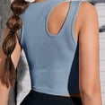 thumbnail image 4 of JGGSPWM Women's Asymmetrical Neck Cut Out Sleeveless Ribbed Tank Tops Slim Fitted Y2K Trendy Crop Tees Blue XL, 4 of 9