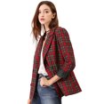 thumbnail image 4 of INSPIRE CHIC Blazer à Carreaux à Revers Cranté à Double Boutonnage pour Femme, 4 of 6
