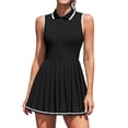 thumbnail image 1 of Charmo Robe de Tennis à Fermeture Éclair pour Femmes, Robe Polo d'Entraînement de Golf, Robe Plissée avec Shorts et Poches, 1 of 9