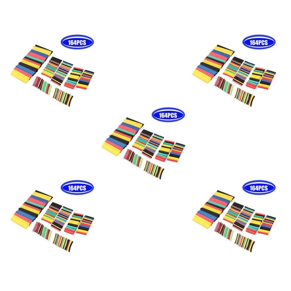 ziyahi 164 Pieces Shrink Tube Set Assortment Thermoresistant Cable Sleeve Waterproof Electrical Wire Wrapping Kit Household 5Set