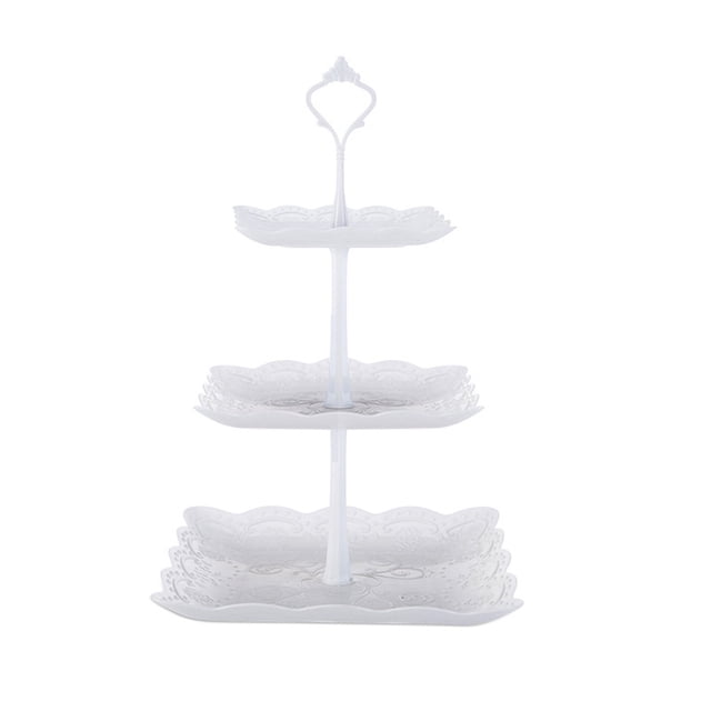 3-Tier Cupcake Stand Cake Dessert Wedding Event Party Display Tower Plate Round Fruit Stand for Kitchen Counter Wire Large Wire Standing Storage Wire Fruit Modern Tie Fruit