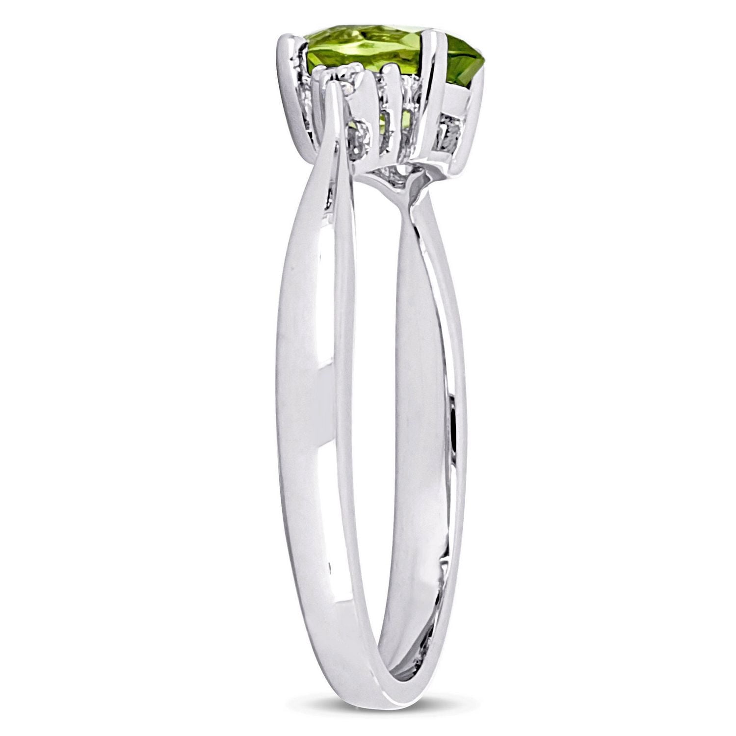 Bague de coupe cocktail Tangelo avec péridot 4/5 CT PBT et accents de diamants en argent sterling