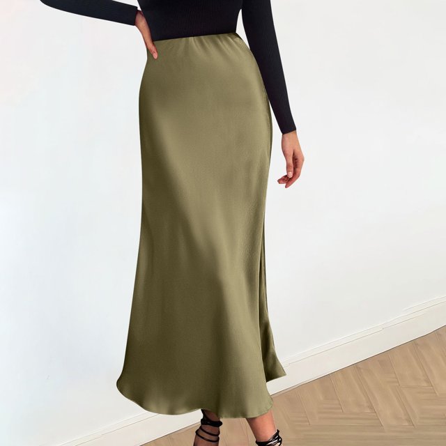 Pisexur Jupe Automne Mode Femmes Décontractée Confortable Couleur Unie Jupe Taille Haute Jupe Femmes