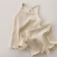 thumbnail image 2 of WEIYLL Pajama Set For Girls Childrens Ribbed Suspender Baby Home Female Baby Beige Outfit Suit Size 100, 2 of 9