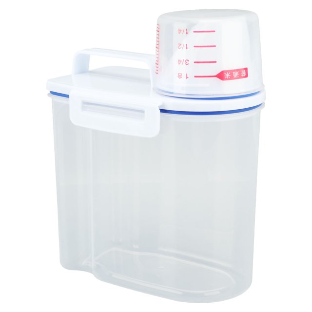 Rice Storage Bin Cereal Containers Dispenser, Thicken Plastic Clear Food Storage Box With Pouring Spout Airtight Pour Spout Food Storage Container With Measuring Cup Clear