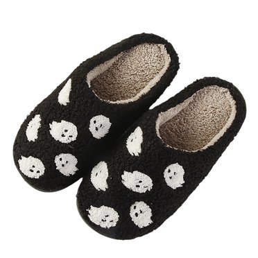 TJAZFJPA Pantoufles Chaudes pour Femmes d'Intérieur Mignonnes Pantoufles d'Hiver pour Femmes à la Mode Imprimées en Coton Pantoufles Confortables pour la Maison Pantoufles Chaudes Pantoufles Douillettes pour Femmes Chats Pantoufles d'Halloween