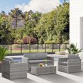 thumbnail image 2 of Outsunny Ensemble de Mobilier de Patio en Osier 4 Pcs avec Coussins, Gris Mélangé, 2 of 10