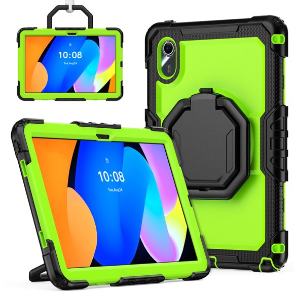 for Lenovo Idea Tab/ Tab K11 Gen 2 Case 11 2025, 360 Rotating Shockproof Cover with Stand, Handle, Shoulder Strap (TB336FU/TB330FU), Lime Panel