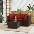 thumbnail image 1 of vidaXL 3 Piece Garden Lounge Set with Cushions Brown Poly Rattan, 1 of 5