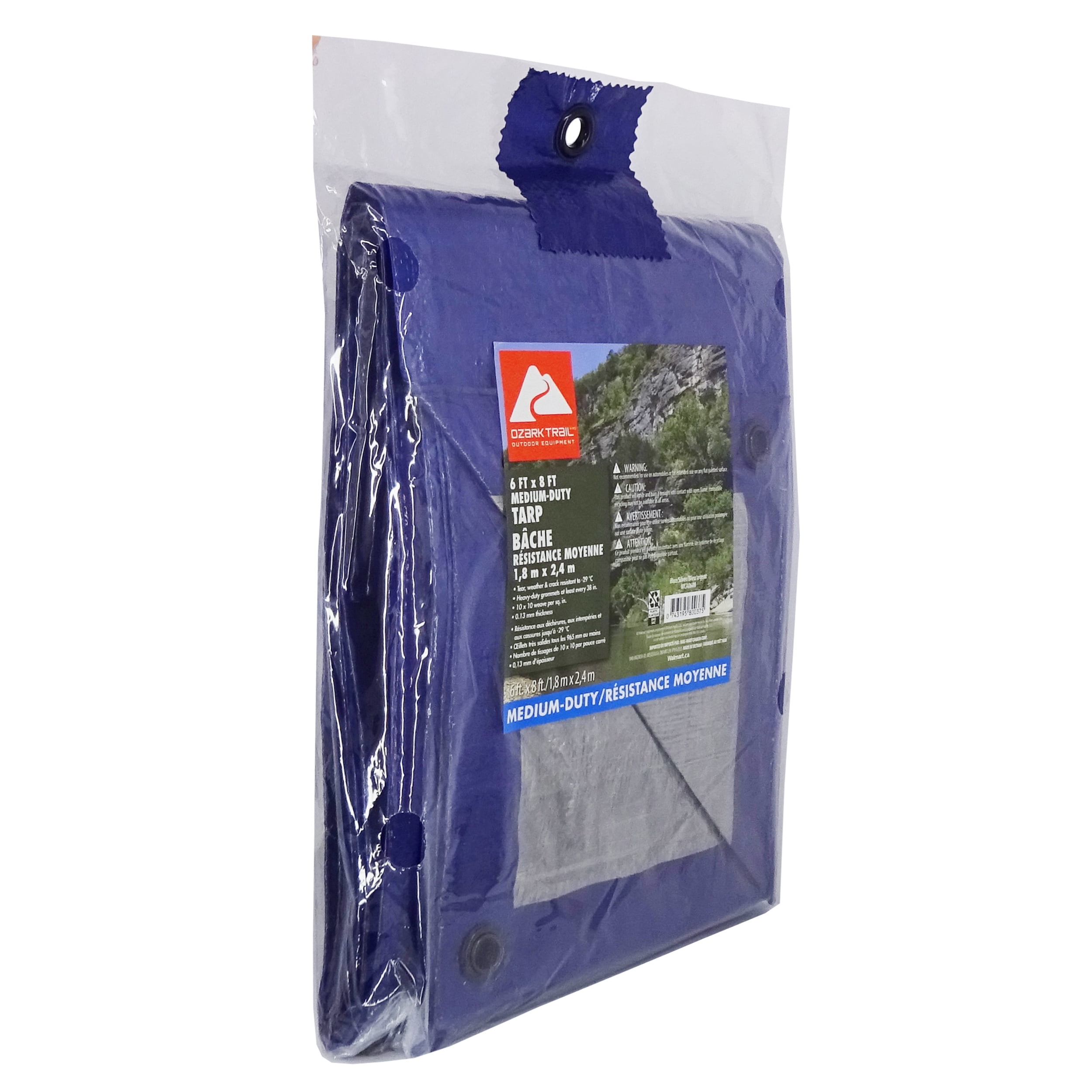 Ozark Trail Medium-Duty Tarp, 6 x 8 FT - Blue/Sliver, Material PE