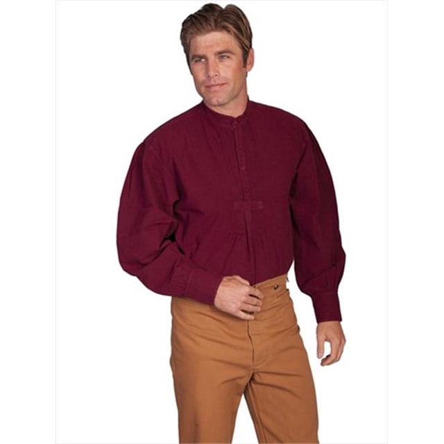 Scully 500020-BUR-L Mens Wah Maker Shirt- Burgundy- Large