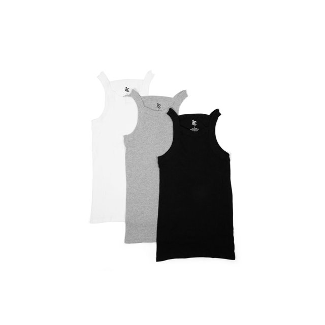 3 Packs AC Basics Men's G-unit Style Cotton Tank Tops Square Cut Muscle Rib A-Shirts