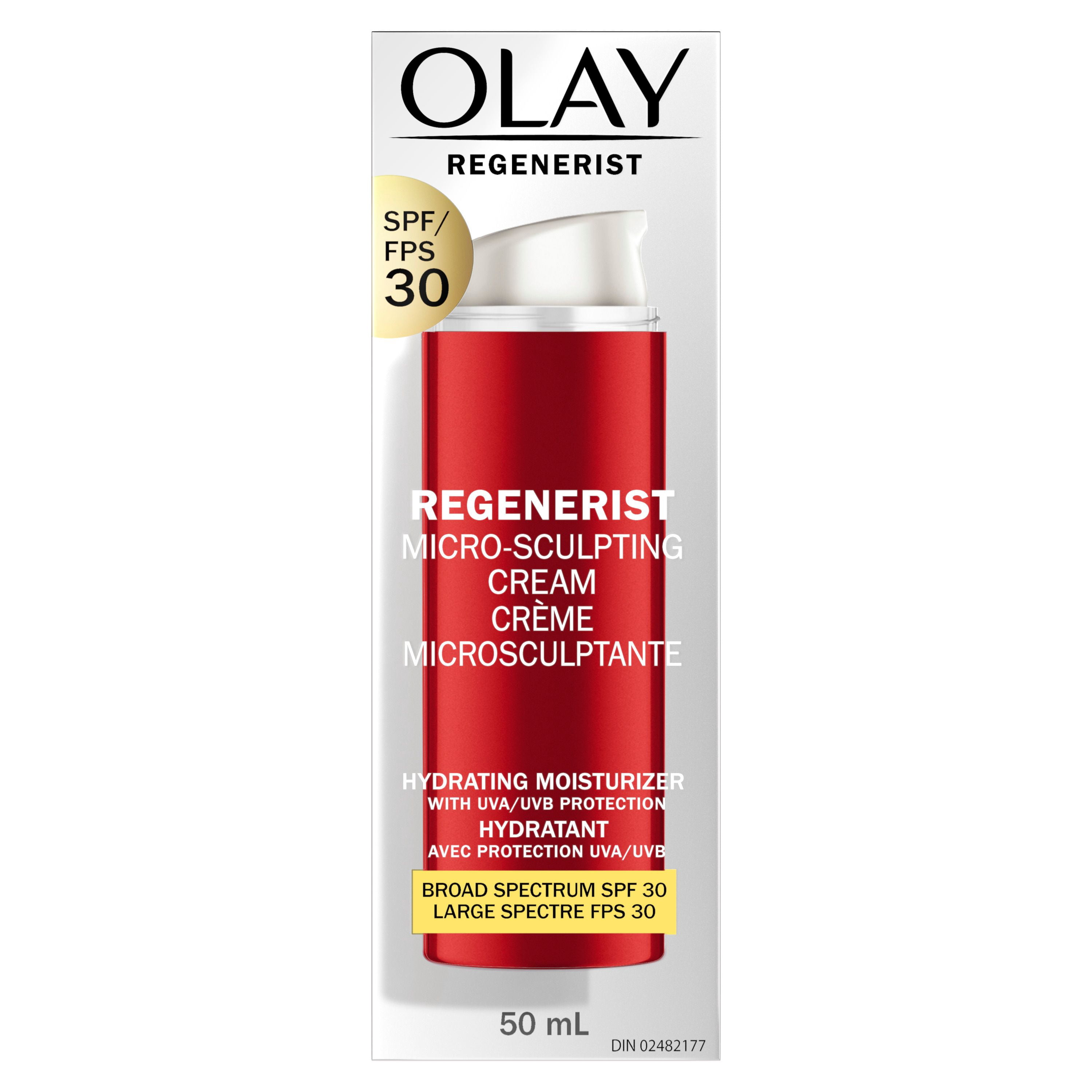Crème Microsculptante Olay Regenerist Hydratant Pour Le Visage Anti-Âge avec Fps 30 À Large Spectre, Vitamine B3, 50 mL