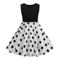 thumbnail image 1 of Huvoen Vêtements de Déguisement pour Filles 4-6 Filles Été Rétro Taille Rayure Couleur Unie Manches Volantées Assemblées Manches Col Rond Robe Blanc 120, 1 of 5