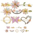 thumbnail image 1 of 18Pcs Strass Papillons Pinces à Cheveux Cristal Fleur Coeur Barrettes pour les Femmes Filles, 1 of 8