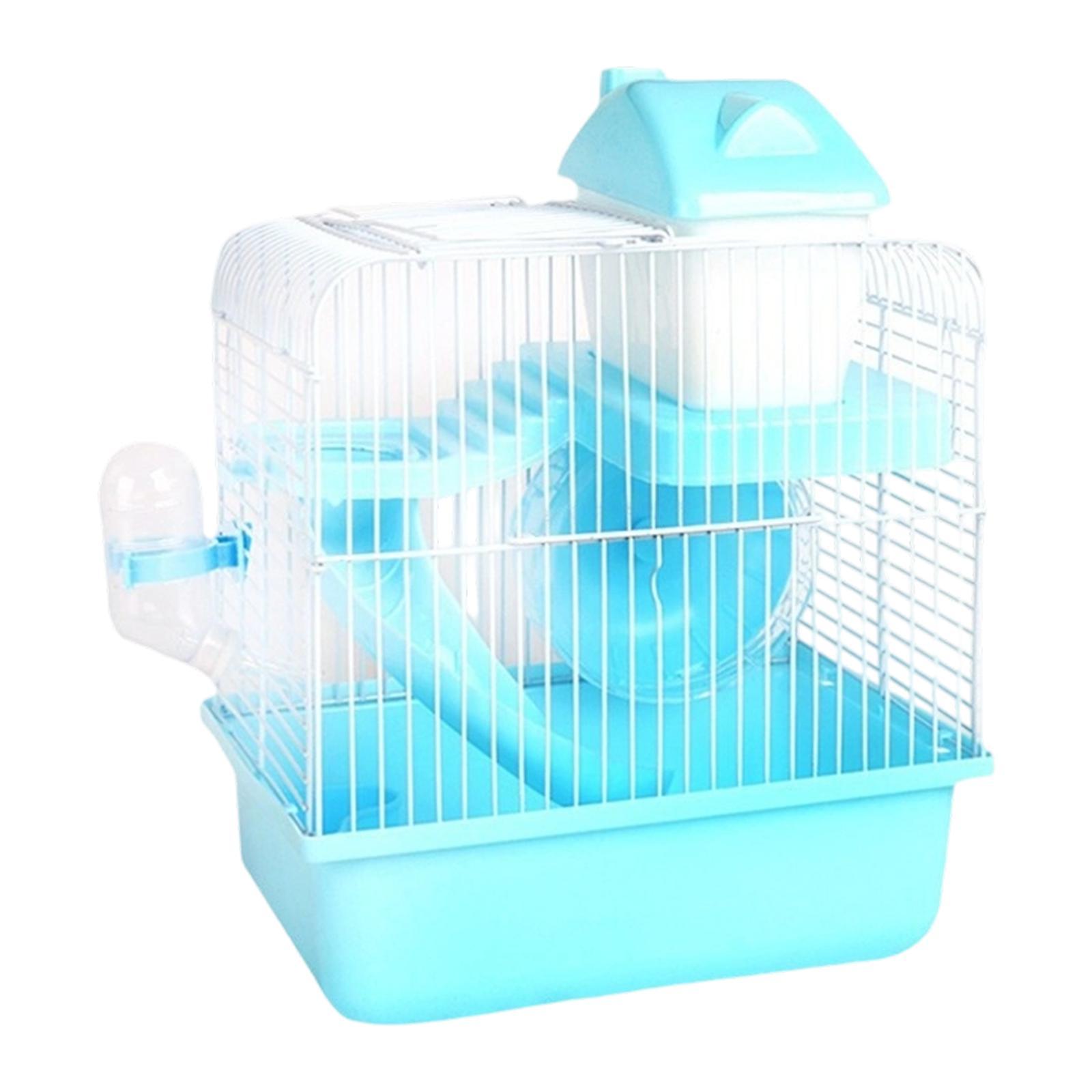 koolsoo Cage pour Hamster à 2 Niveaux Cage Portable pour Petits Animaux pour Hérissons Rats Cochons d'Inde Bleu