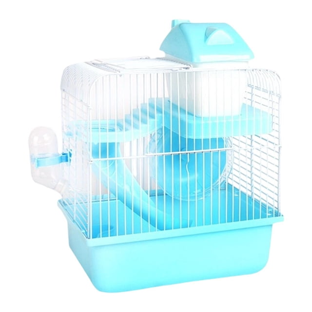 koolsoo Cage pour Hamster à 2 Niveaux Cage Portable pour Petits Animaux pour Hérissons Rats Cochons d'Inde Bleu