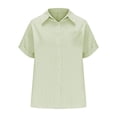 thumbnail image 4 of Styesk Womens Tops Women's Summer Solid Color Lapel Short Sleeved Loose Button Shirt Top, 4 of 6