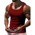 thumbnail image 1 of Innerwin Muscle Chemises Scoop Cou Hommes Été Hauts Sport Couleur Unie Léger Réservoir Rouge M, 1 of 3