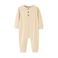 thumbnail image 1 of tarylea Newborn Baby Girls Boys Clothes Crew Neck Button Rompers Long Sleeve Solid Color Jumpsuits Casual Fall Comfy Outfits, 1 of 5