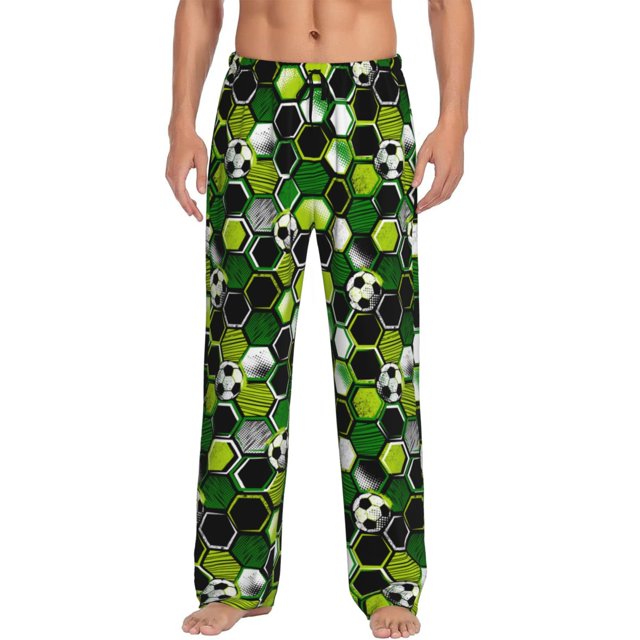 Balery Soccer1 print Men's Pajama Pants,Ultra Lightweight Pjs,Lounge Pant-Small