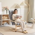 thumbnail image 2 of HOMCOM Modern Armchair, Upholstered Accent Chair with Curved Leg Light Grey, 2 of 10