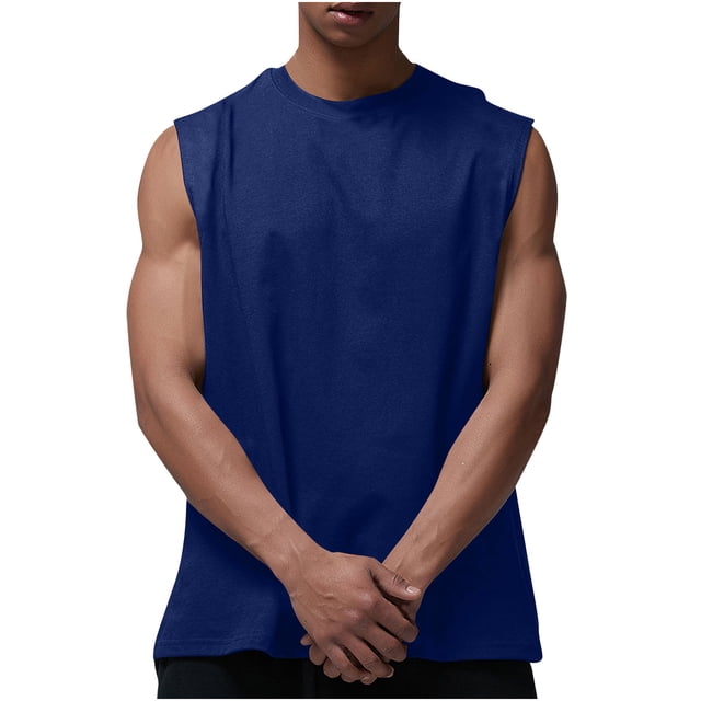 Besolor Men's Athletic Tank Tops Crewneck Sleeveless Workout Shirts Casual Muscle Gym Solid Color Base Tees