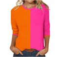 thumbnail image 2 of RXIRUCGD T-shirt Imprimé de Mode pour la Saint-Valentin pour Femme, Blouse à Manches 3/4, Col Rond, Hauts Décontractés, Orange, Taille : M, 2 of 5