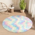 thumbnail image 1 of Hxlamzoo Fluffy Round Area Rug, Soft Tie Dye Rug, Shaggy Colorful Rug, for Bedroom, Living Room, Teen Dorm, Baby Nursery, 1 of 6